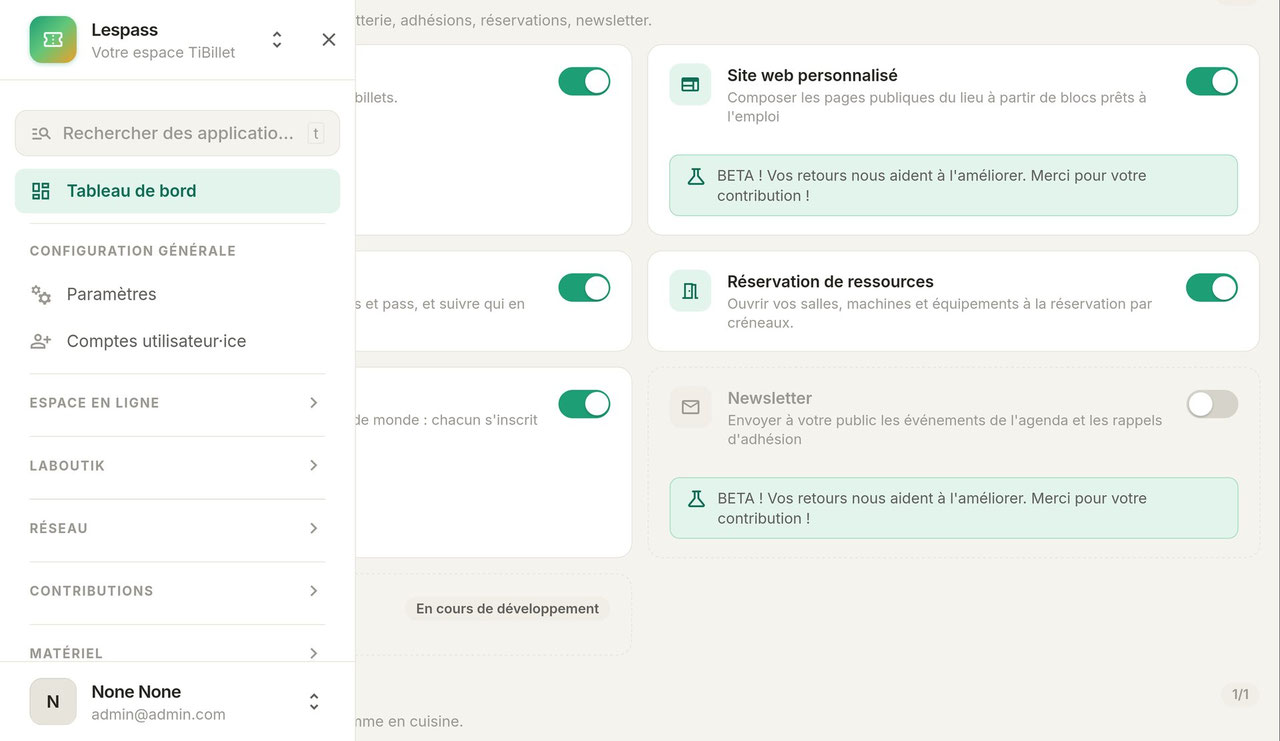 Une admin qui s'adapte à votre lieu