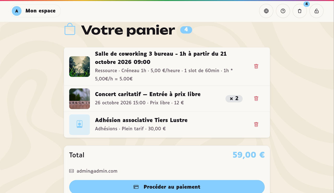 Un panier, un seul paiement